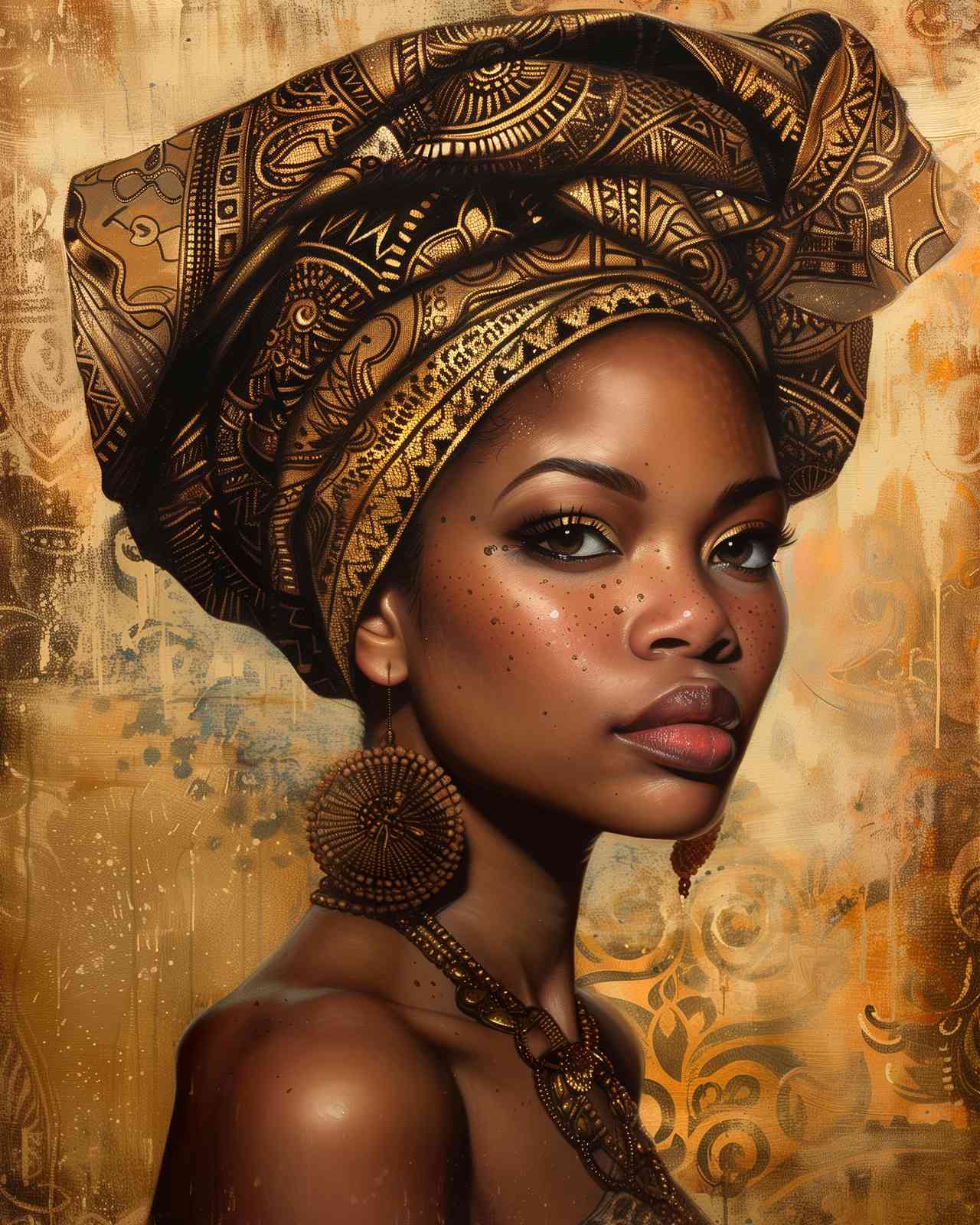 Gilded Radiance African Queen Wall Art