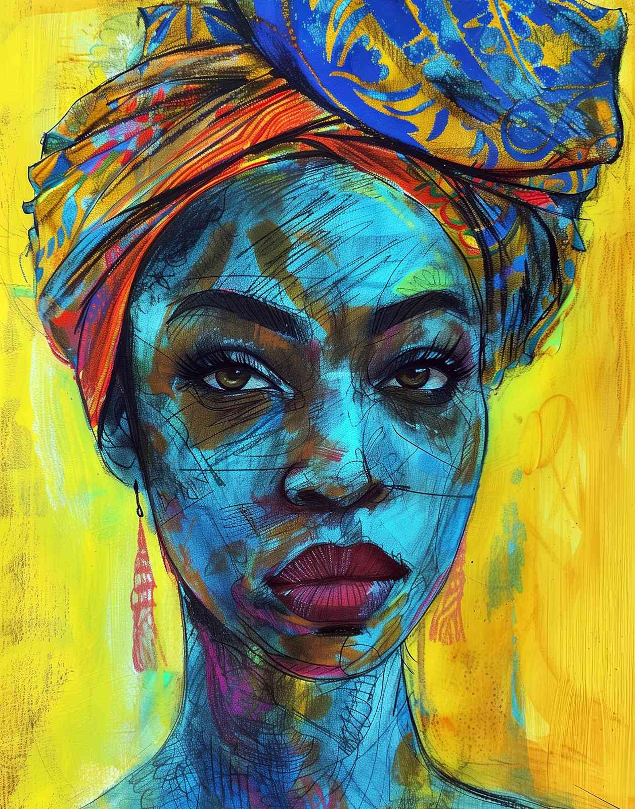 Vibrant African Woman Portrait Wall Art