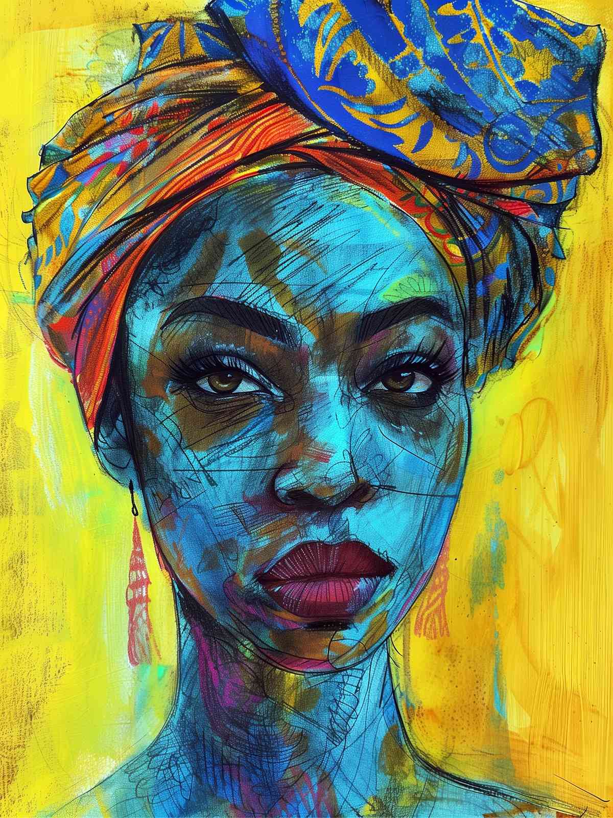 Vibrant Afro-Futurist Portrait Wall Art