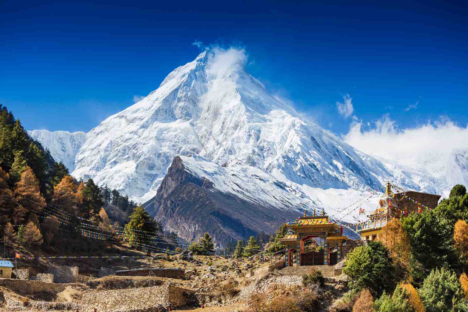 Majestic Snow Peak & Tibetan Monastery Wall Art