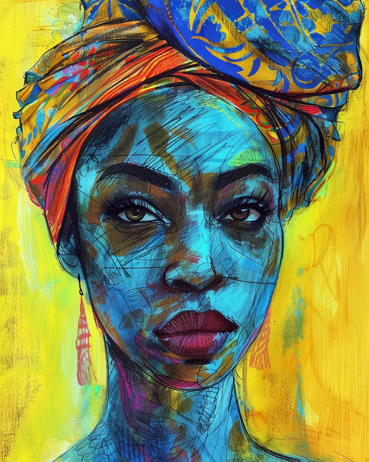Vibrant African Woman Portrait Wall Art