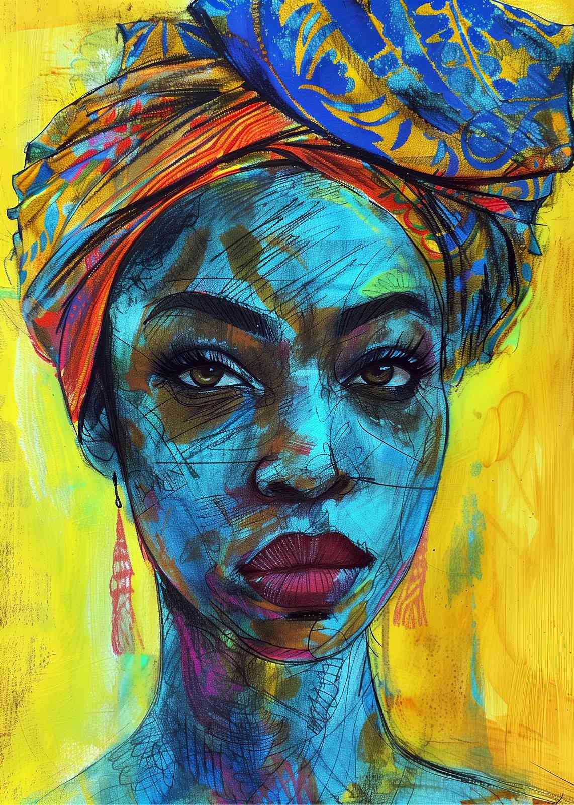 Vibrant African Woman Portrait Wall Art