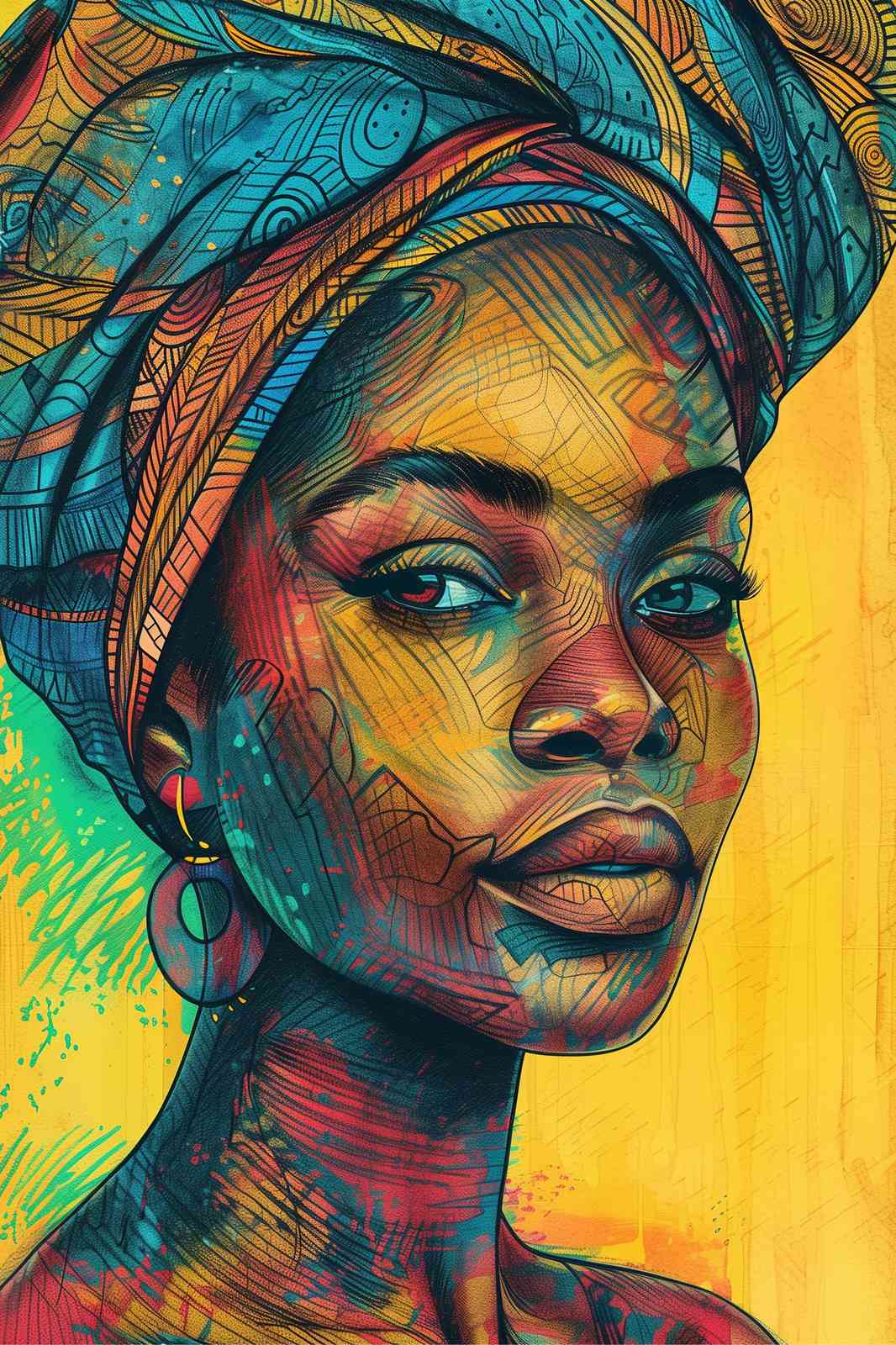 Vibrant Abstract Portrait Wall Art