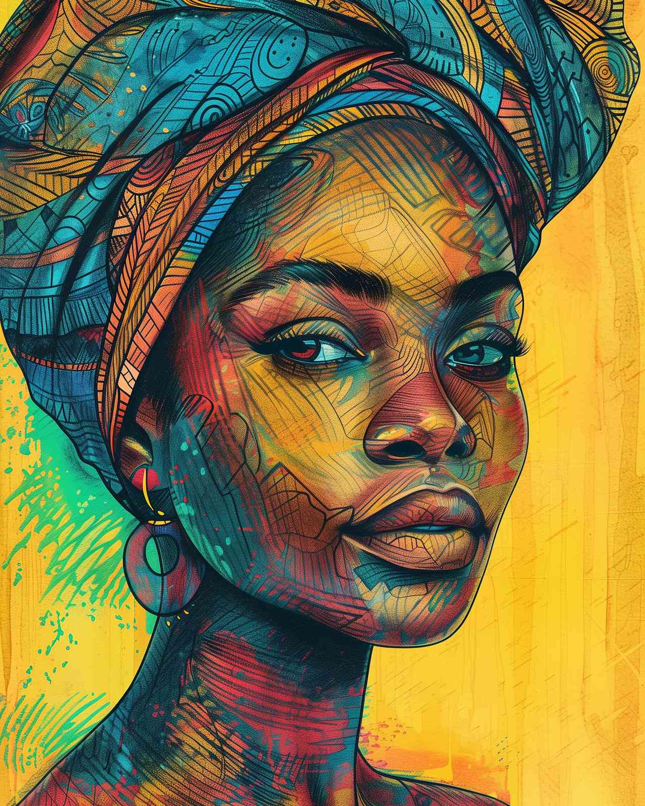 Vibrant Tribal Portrait Wall Art