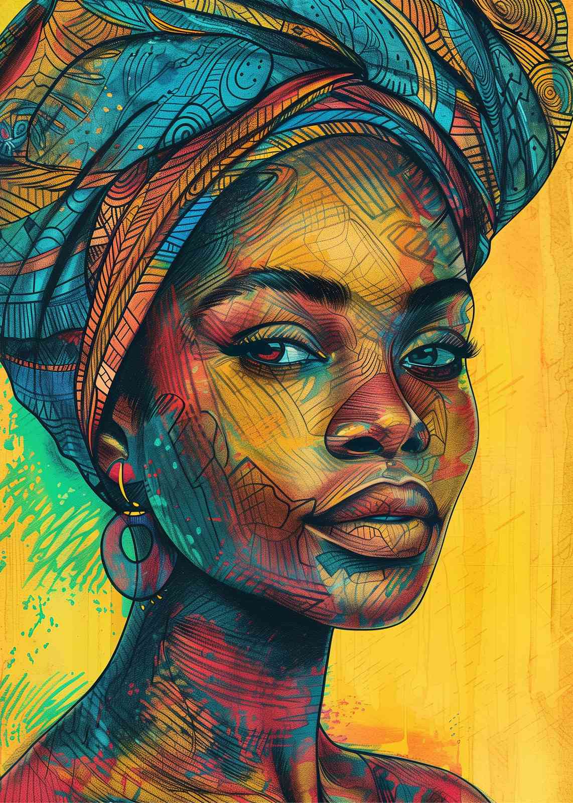 Vibrant African Woman Portrait Wall Art