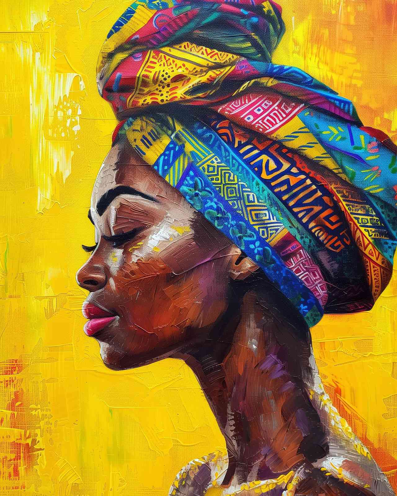 Vibrant African Woman Turban Wall Art