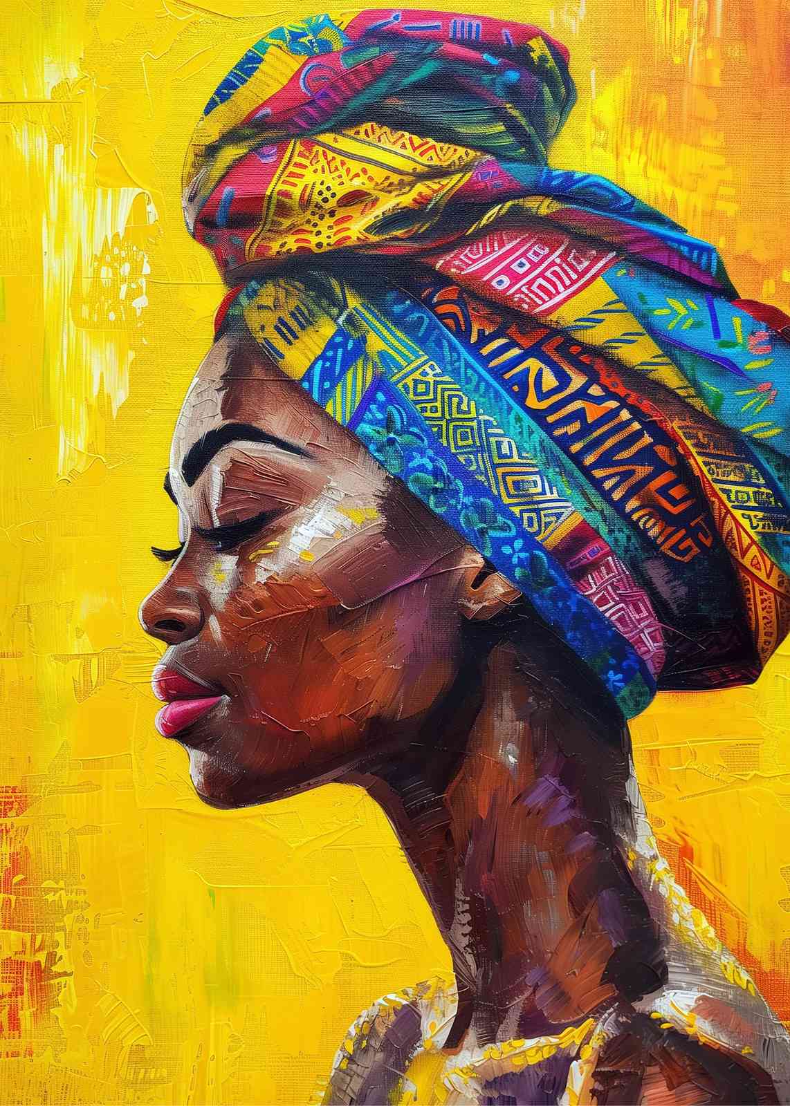 Vibrant African Woman Headwrap Wall Art