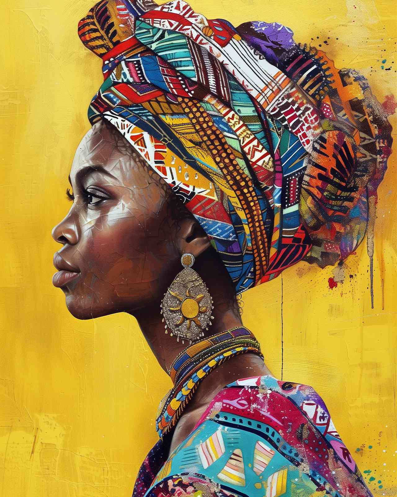 Vibrant African Woman Turban Wall Art