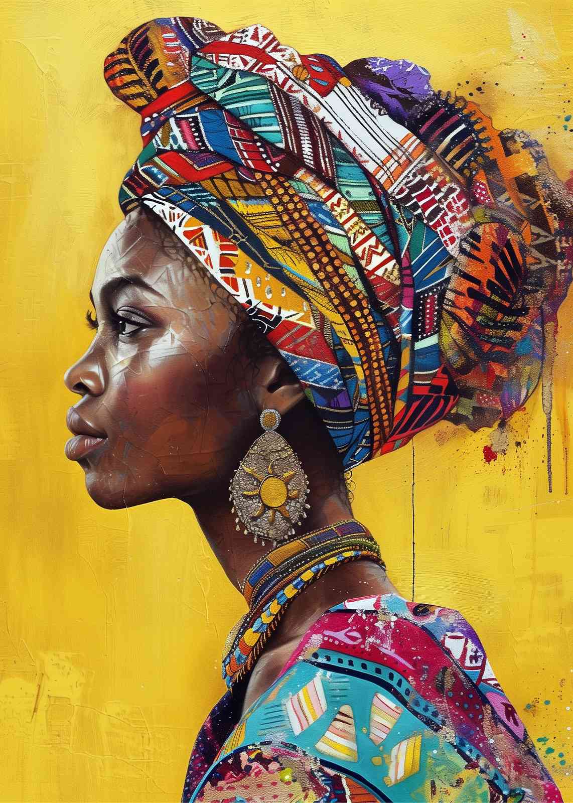 Vibrant African Woman Portrait Wall Art
