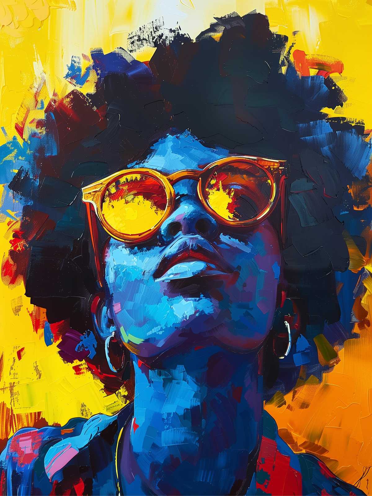 Vibrant Blue Afro Queen Wall Art