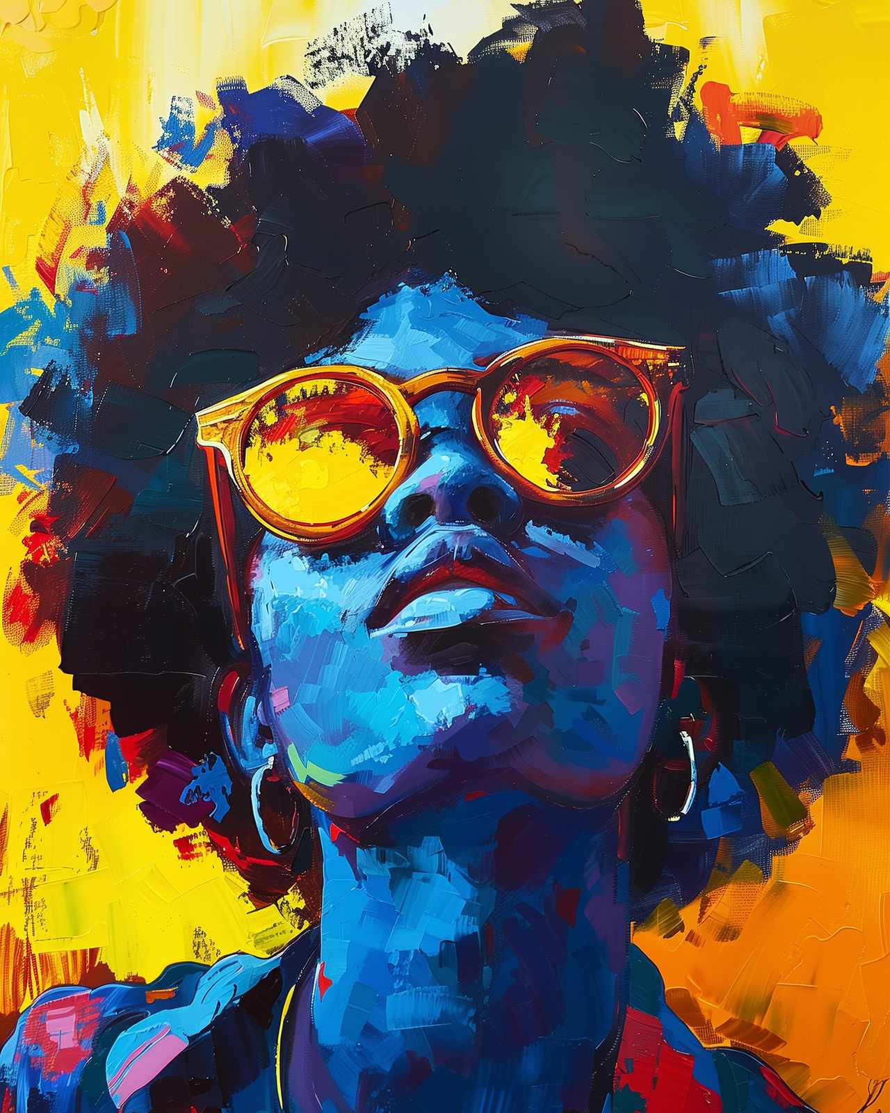 Vibrant Afro Woman Sunglasses Wall Art