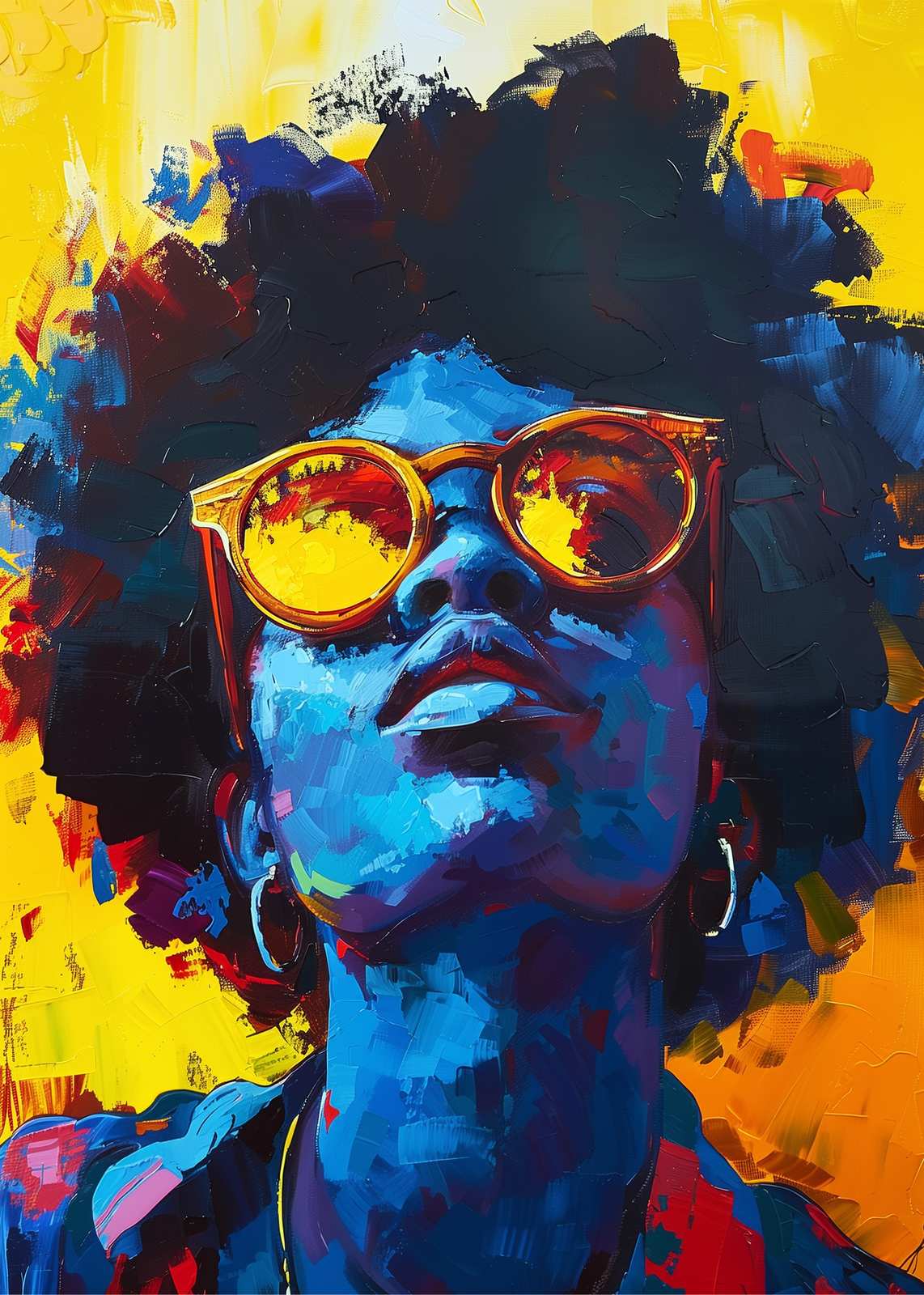 Vibrant Afro Woman Sunglasses Wall Art