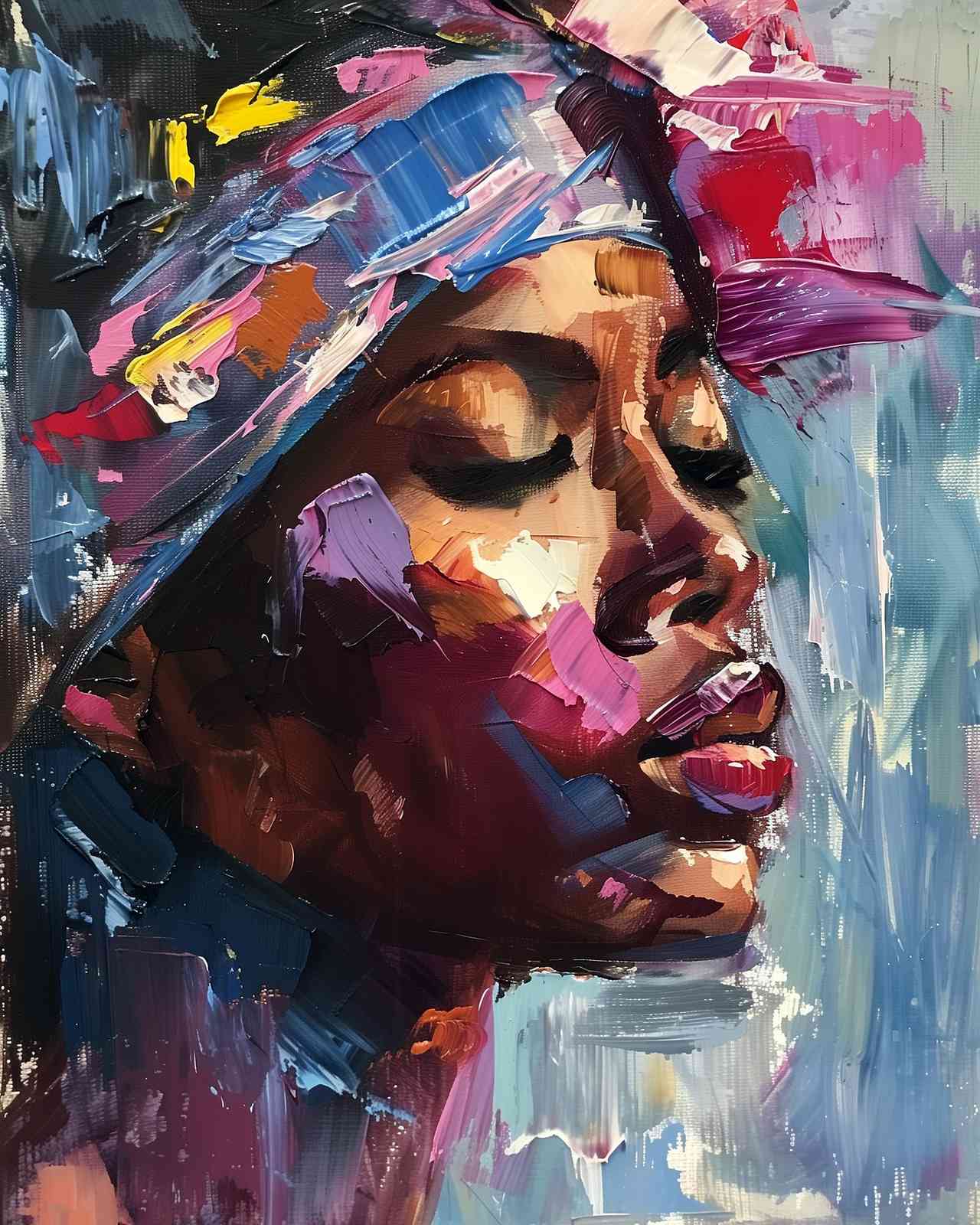 Vibrant Portrait Woman Abstract Wall Art