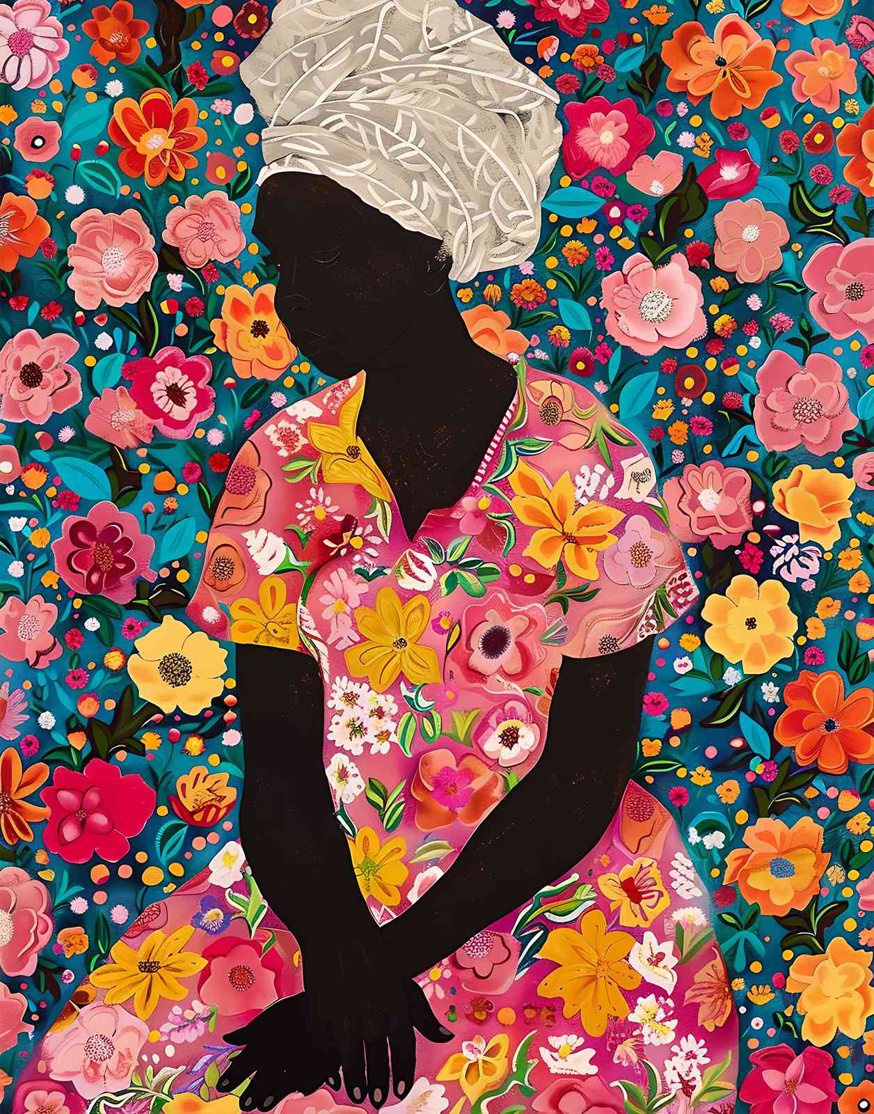 Vibrant Floral Portrait Wall Art