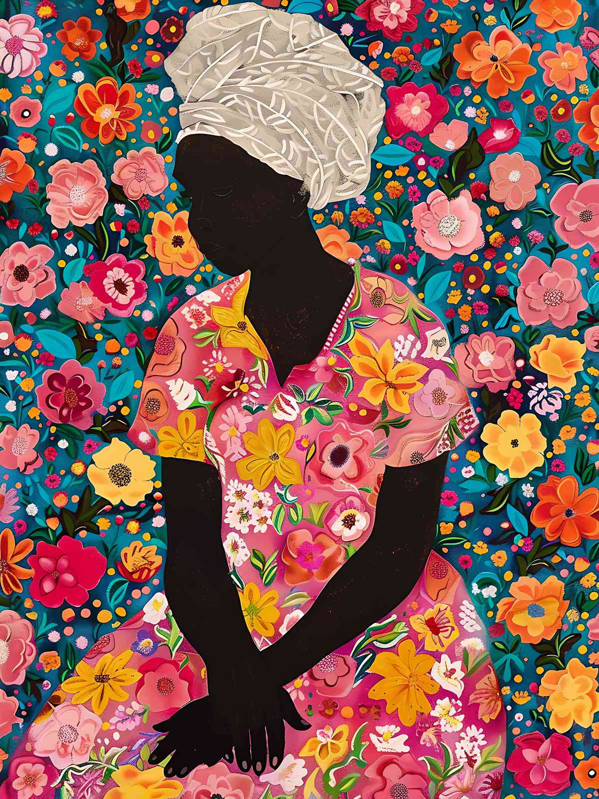 Vibrant Floral Woman Wall Art