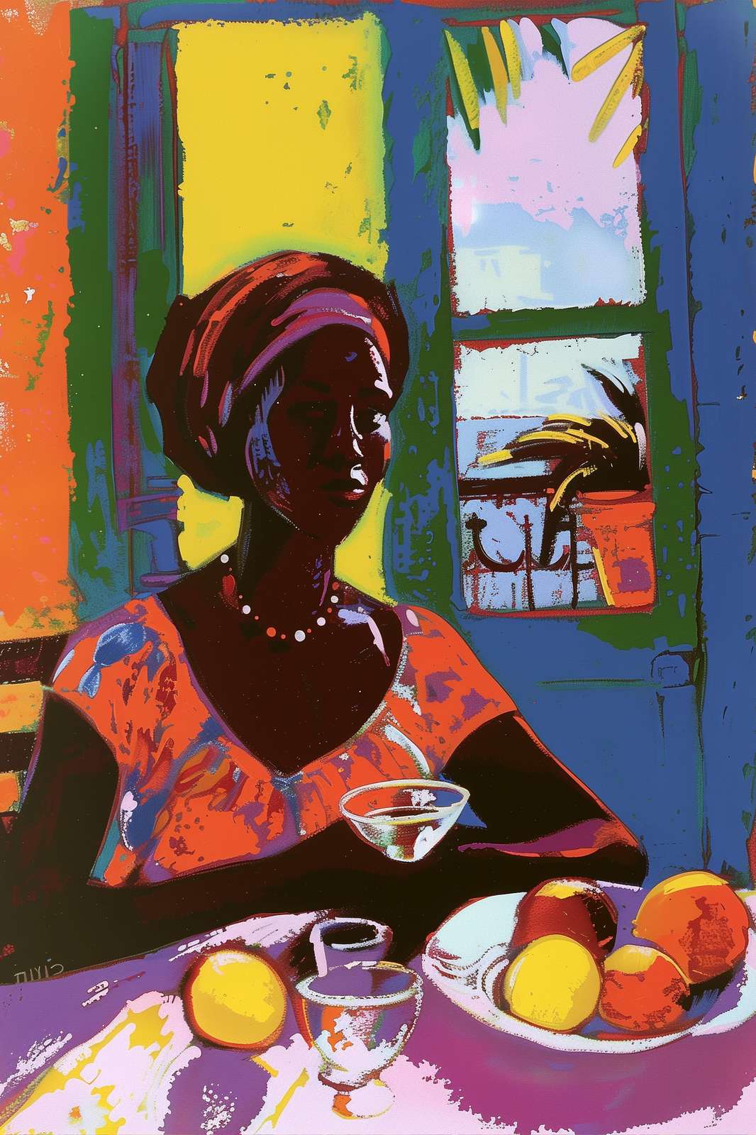 Vibrant Woman & Fruit Wall Art - Modern Wall Art