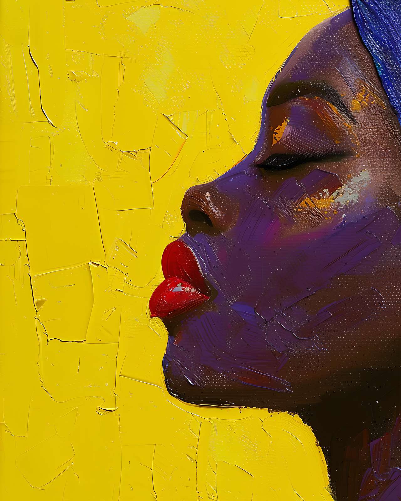 Vibrant Abstract Black Woman Profile Wall Art