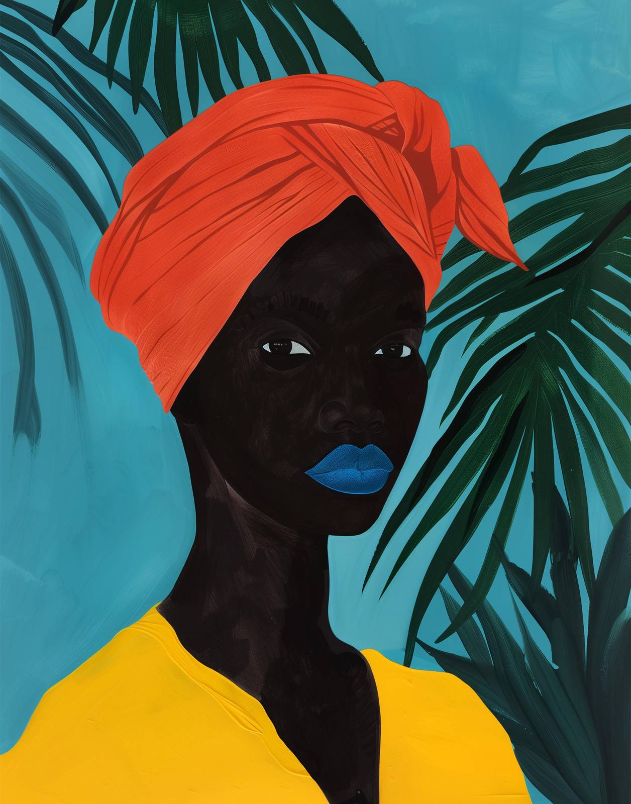 Vibrant Portrait Turban Woman Wall Art