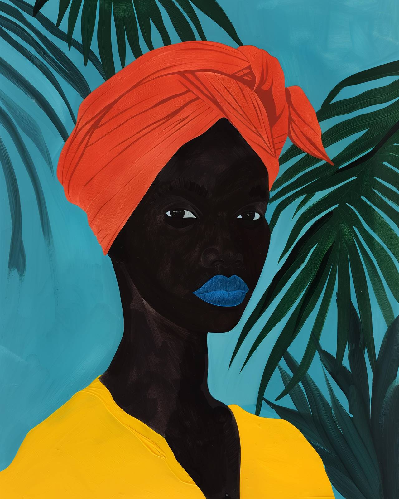 Vibrant Woman Tropical Turban Wall Art