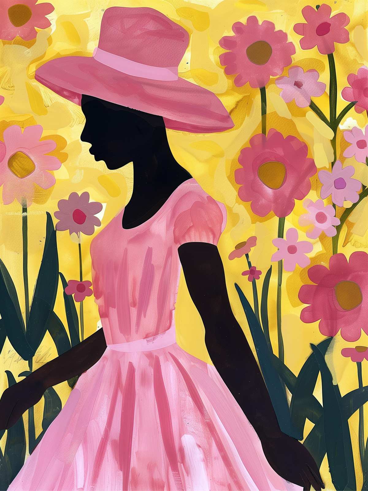 Pink Garden Lady Abstract Wall Art