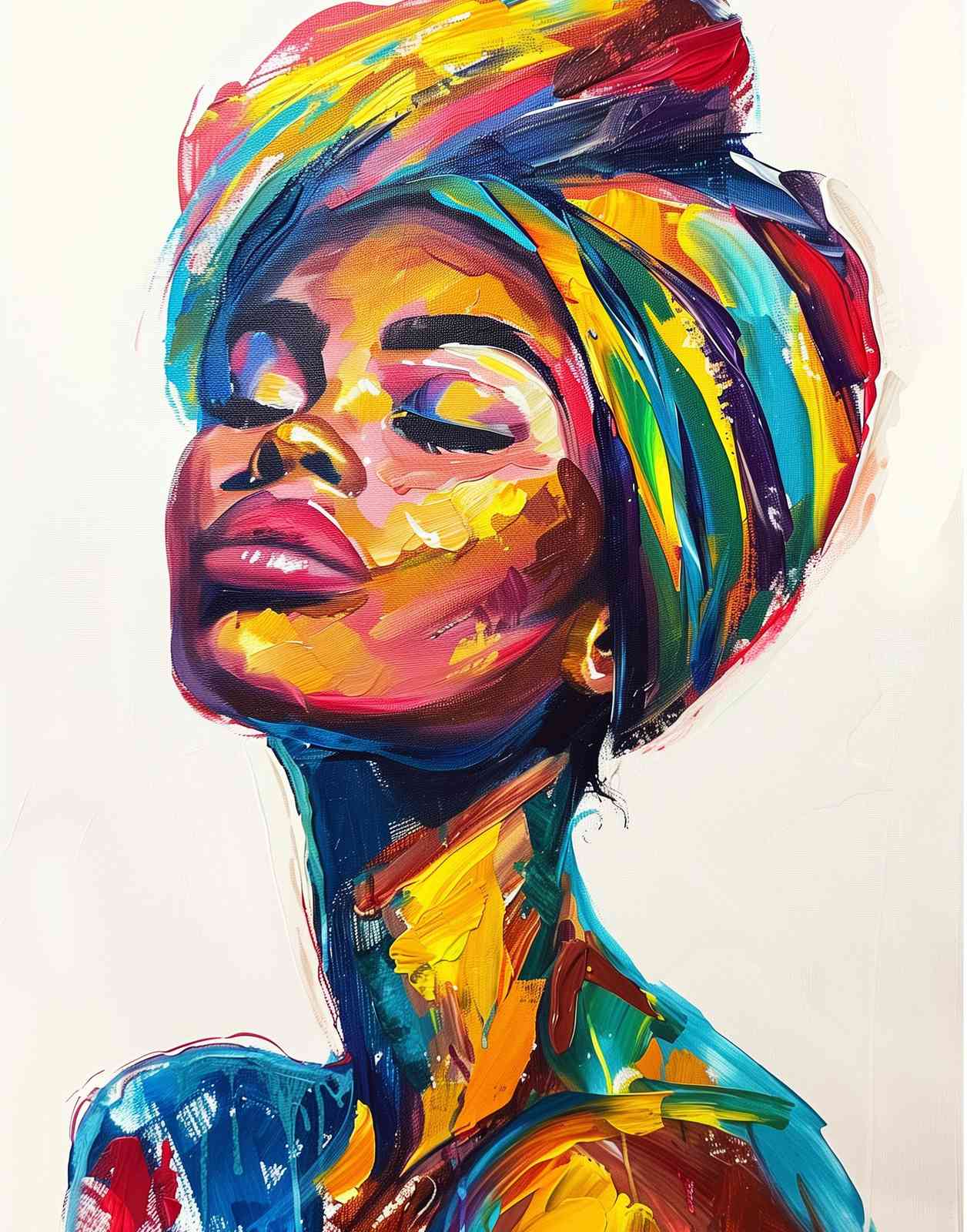 Vibrant Abstract Woman Portrait Wall Art