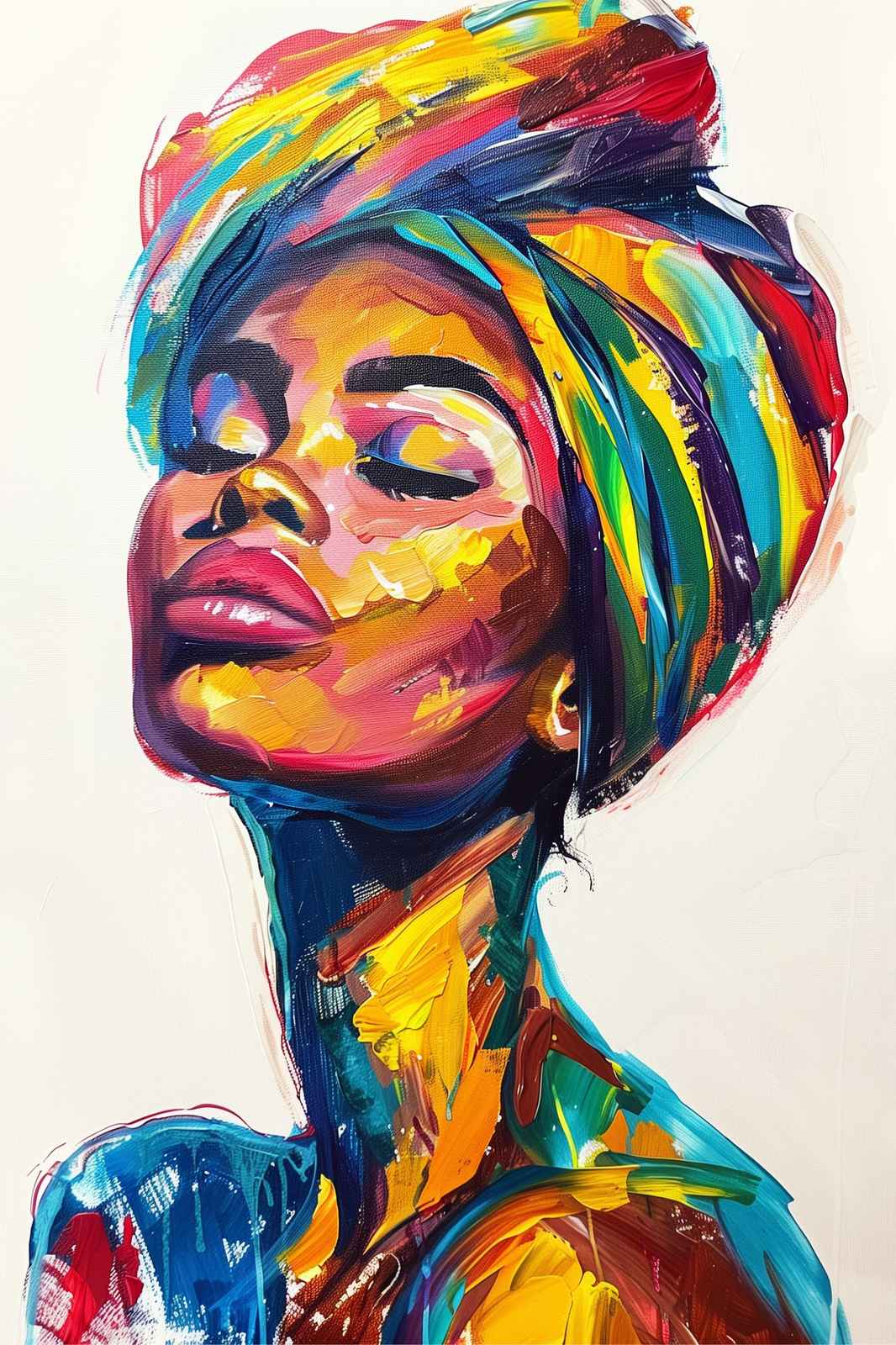 Vibrant Portrait Oil Painting Wall Art