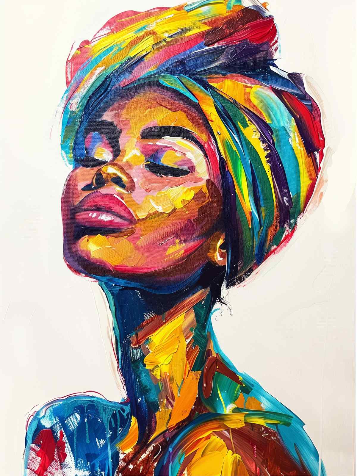 Vibrant Portrait Woman Turban Wall Art Art