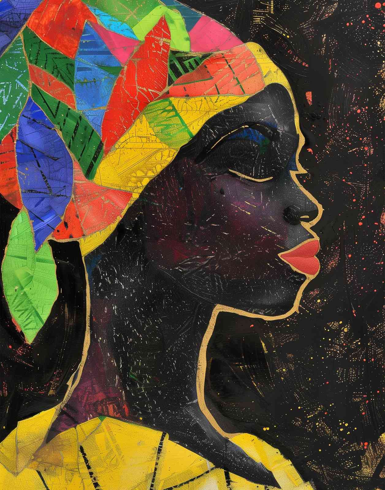 Vibrant Abstract Woman Headwrap Wall Art