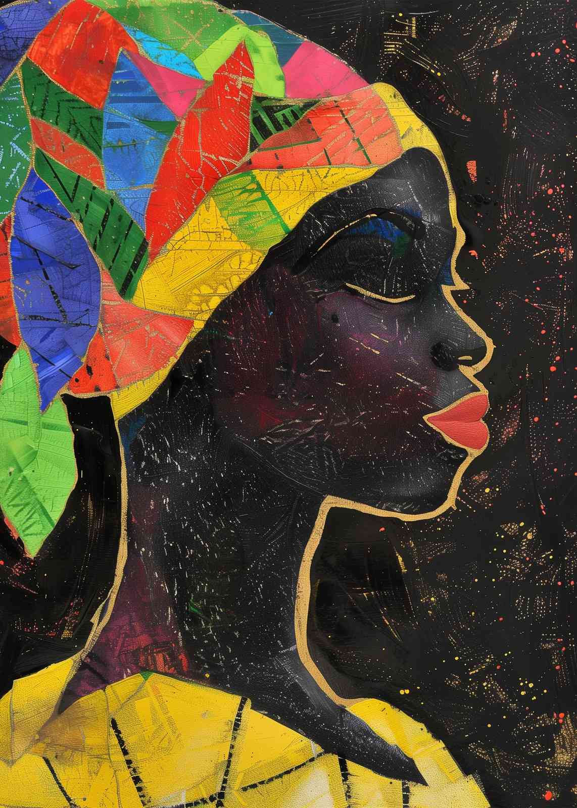 Vibrant Woman Portrait Wall Art | African Art Decor