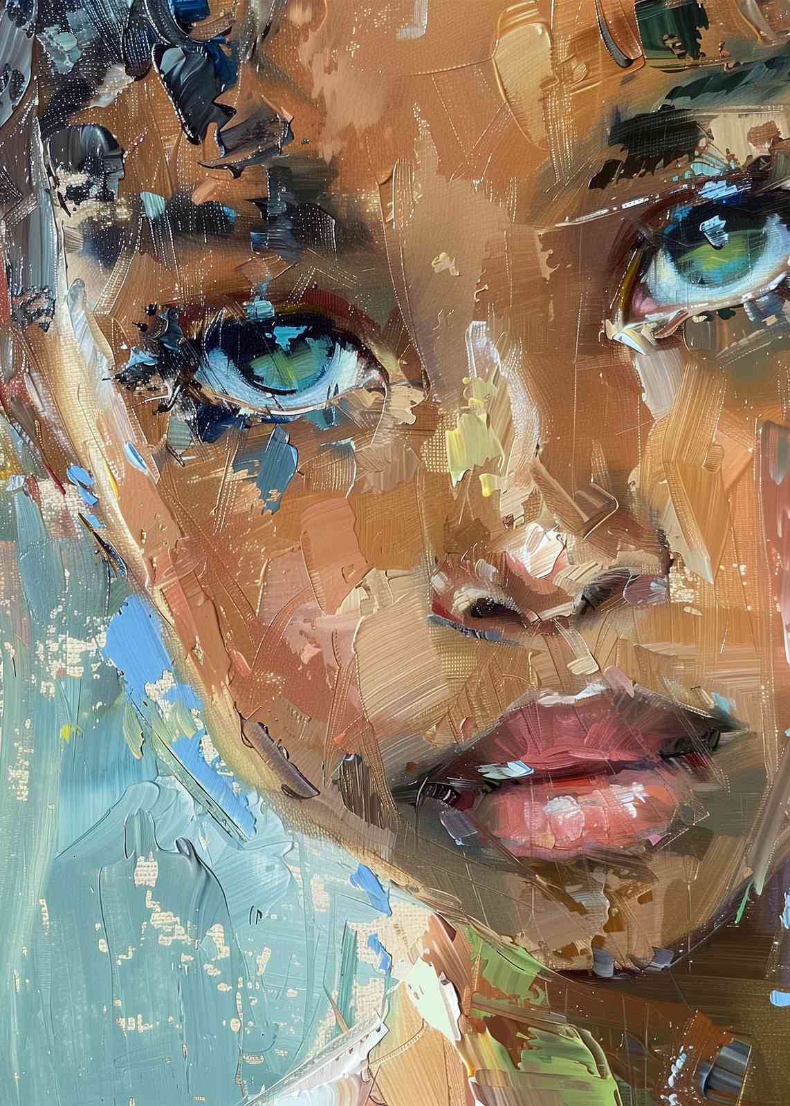 Captivating Portrait Impasto Oil Painting Wall Art