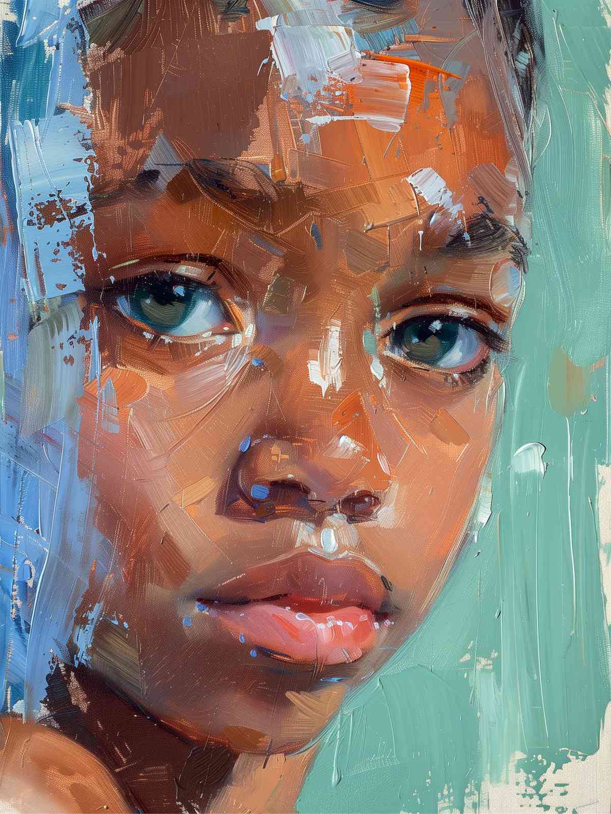 Expressive Portrait of Youth Wall Art