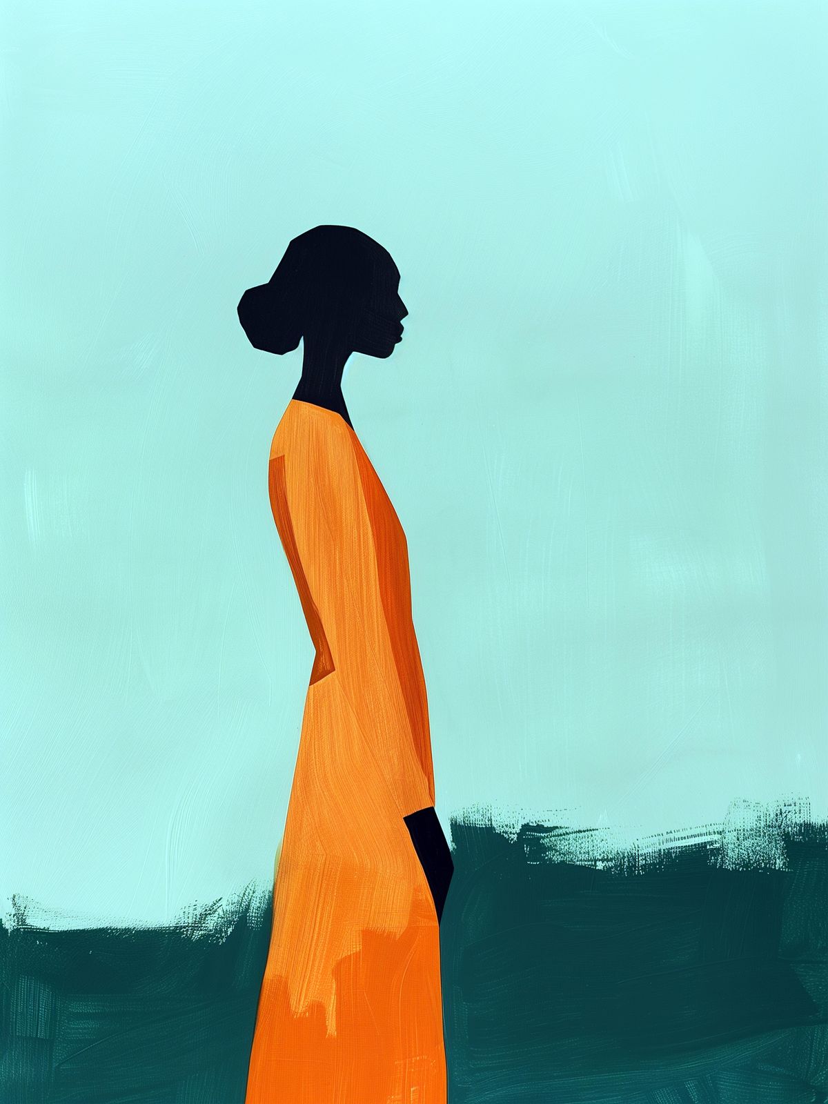 Serene Orange Silhouette Wall Art