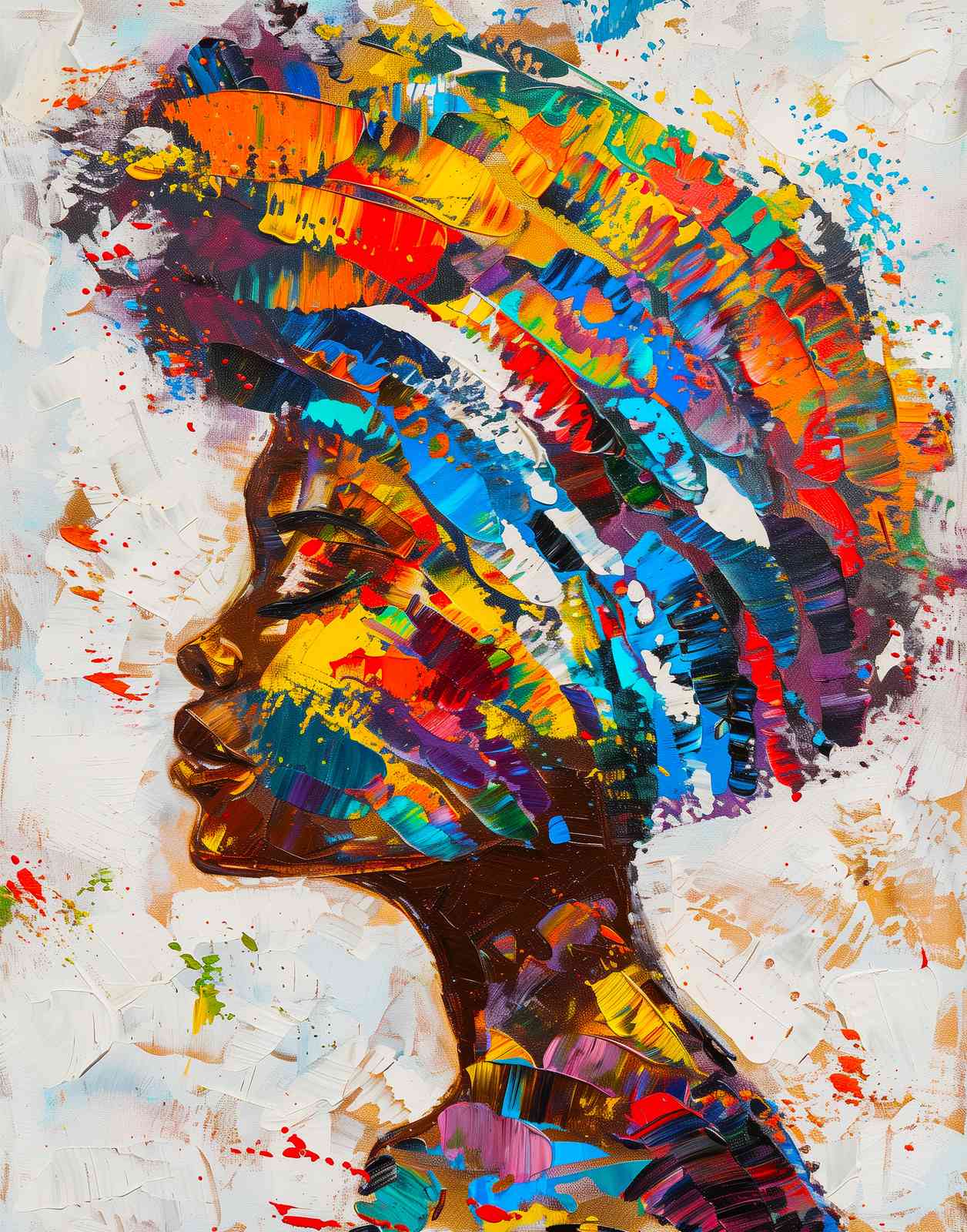 Vibrant Abstract Woman Portrait Wall Art