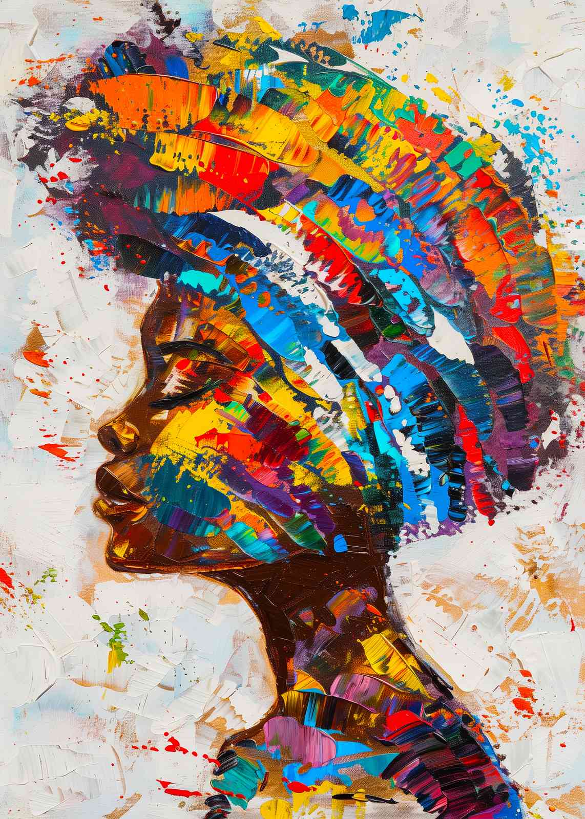 Vibrant African Woman Textured Wall Art