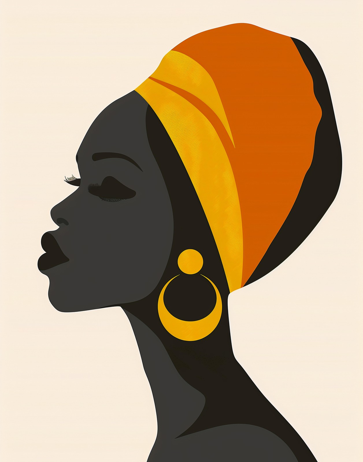 Elegant African Woman Turban Wall Art