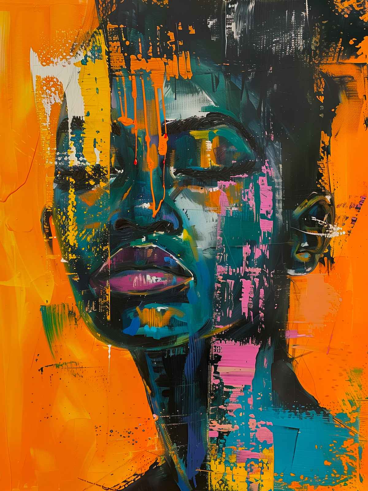 Vibrant Abstract Portrait Wall Art