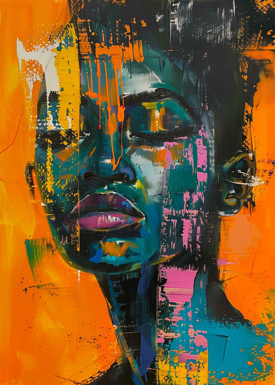 Vibrant Abstract Portrait Wall Art