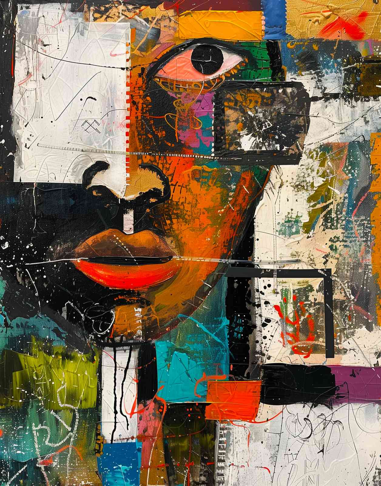 Vibrant Abstract Face Art Wall Art