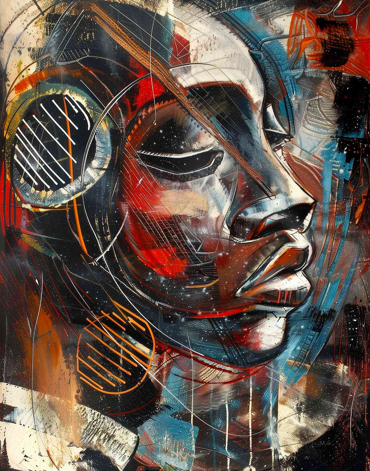 Abstract Futuristic Portrait Wall Art