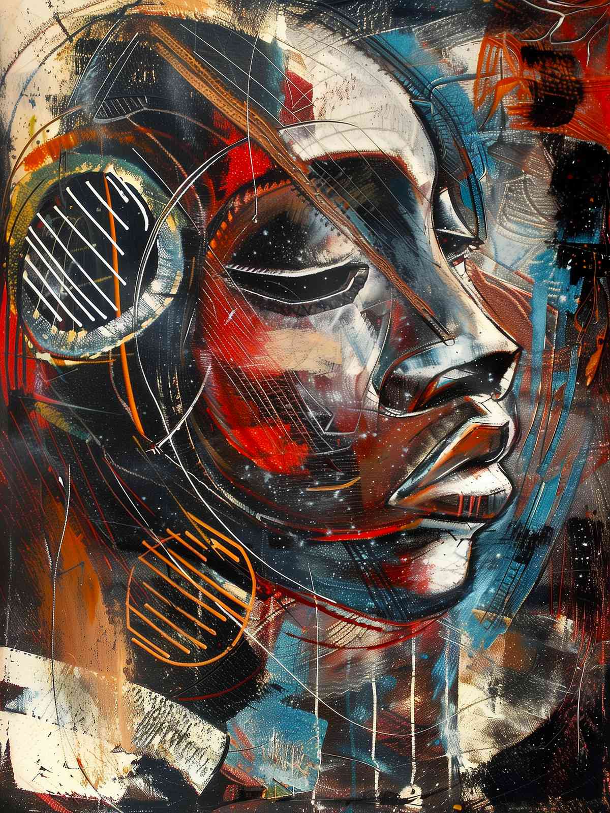 Expressive Portrait Abstract Face Wall Art