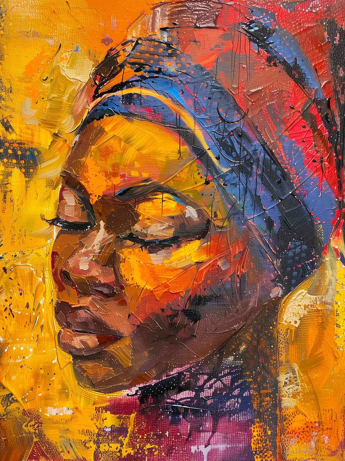 Vibrant Portrait Textured Impressionist Wall Art