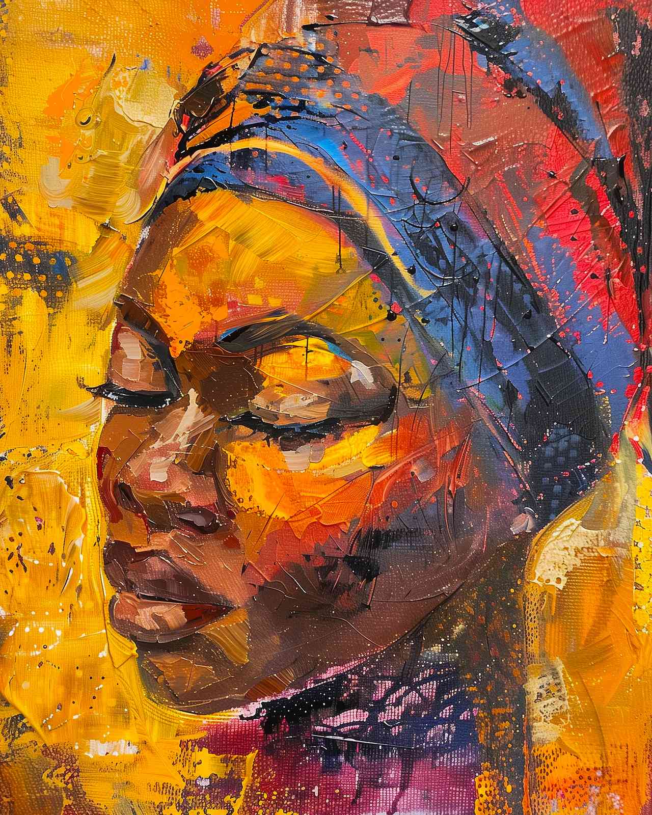 Vibrant Portrait Abstract Woman Wall Art