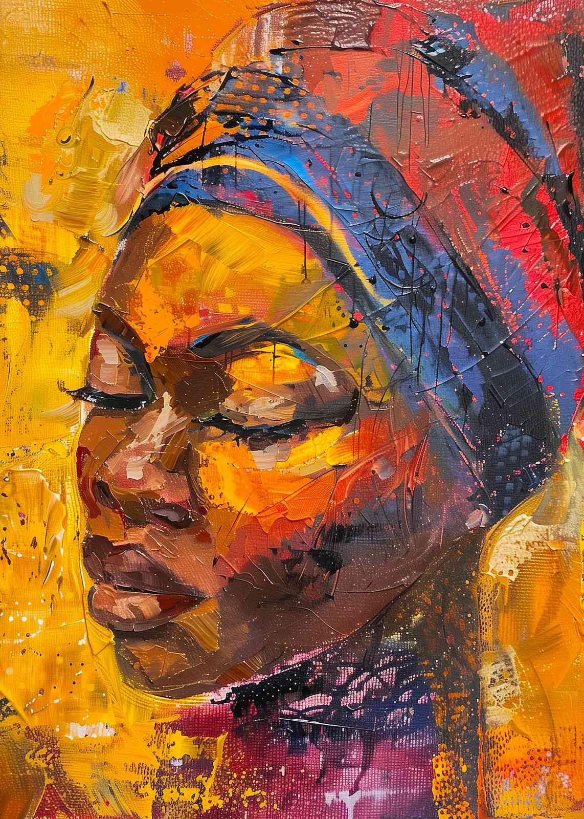 Vibrant Abstract Woman Portrait Wall Art