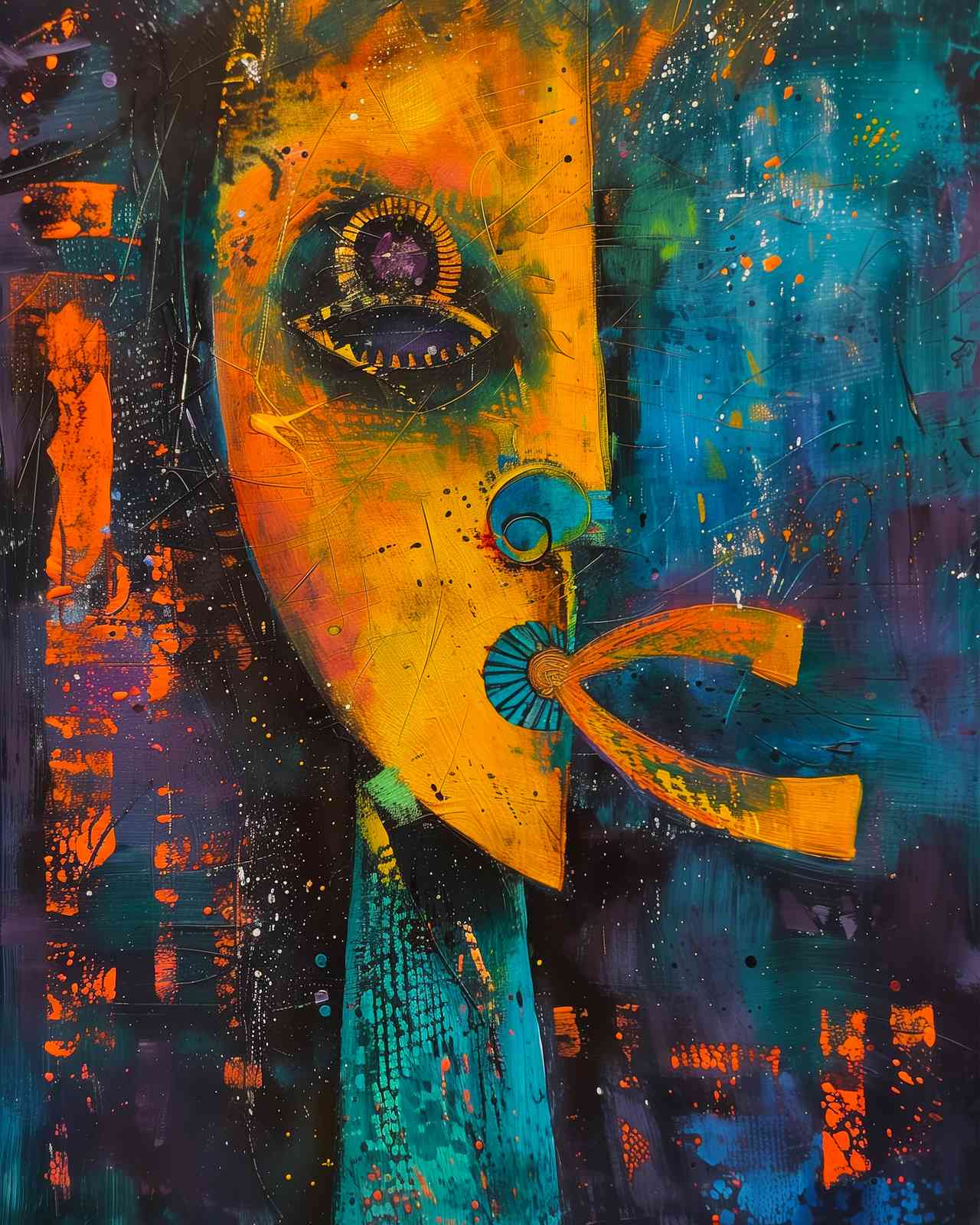 Vibrant Abstract Face Wall Art
