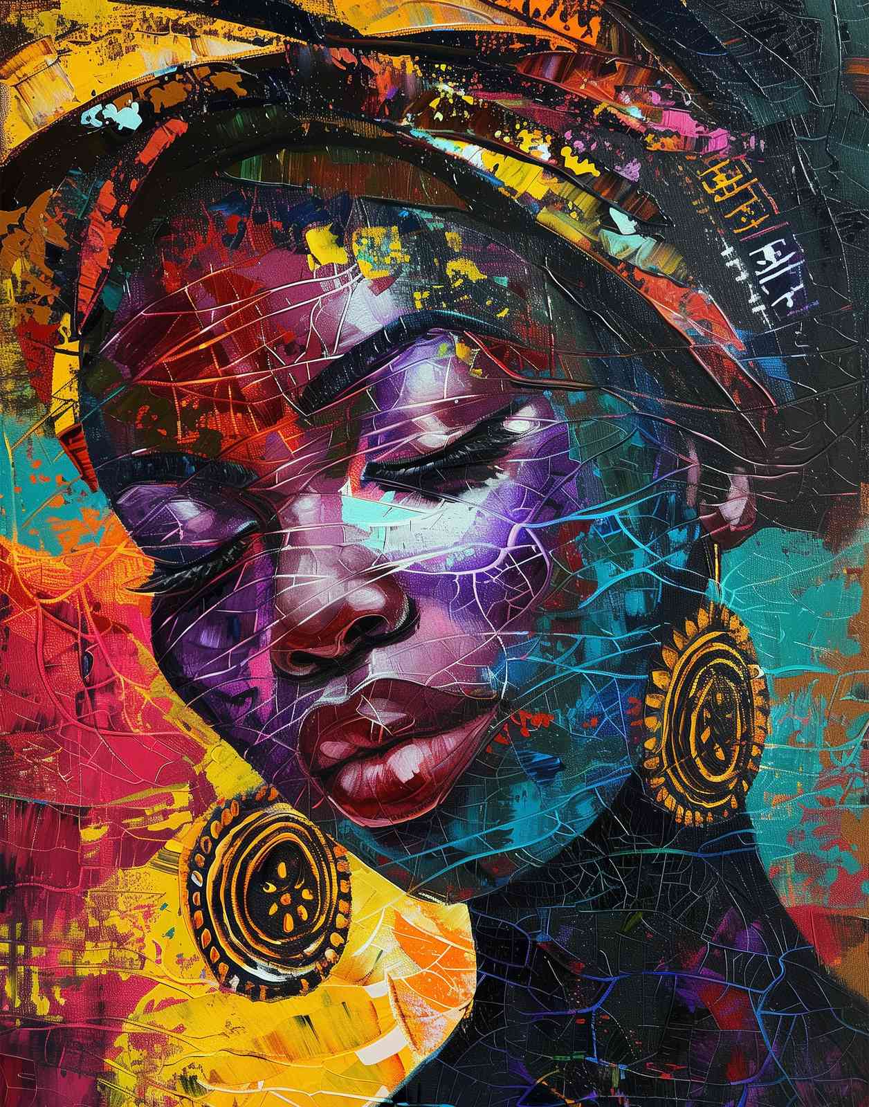 Vibrant Afro Woman Portrait Wall Art