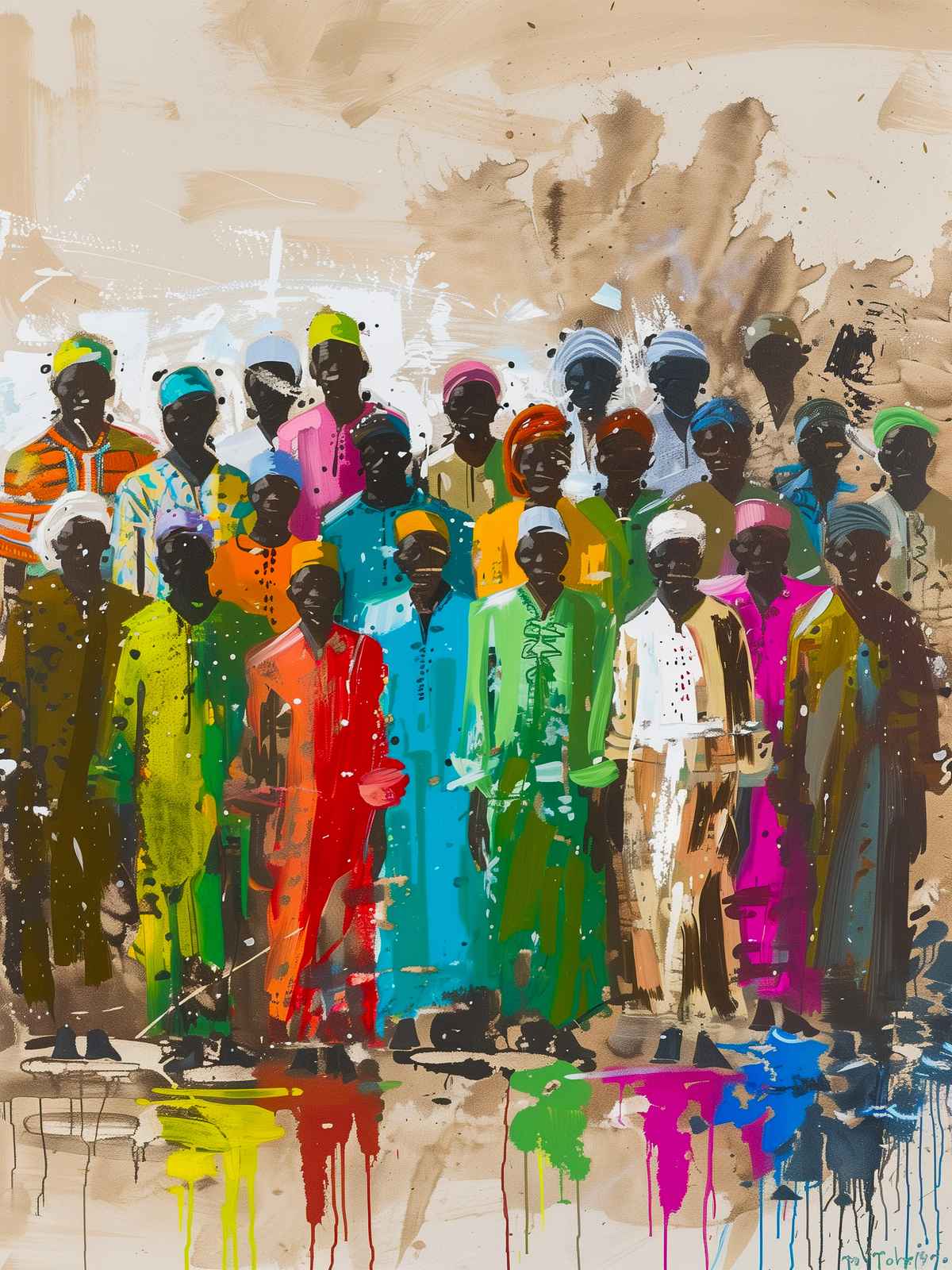 Vibrant Figures African Portrait Wall Art