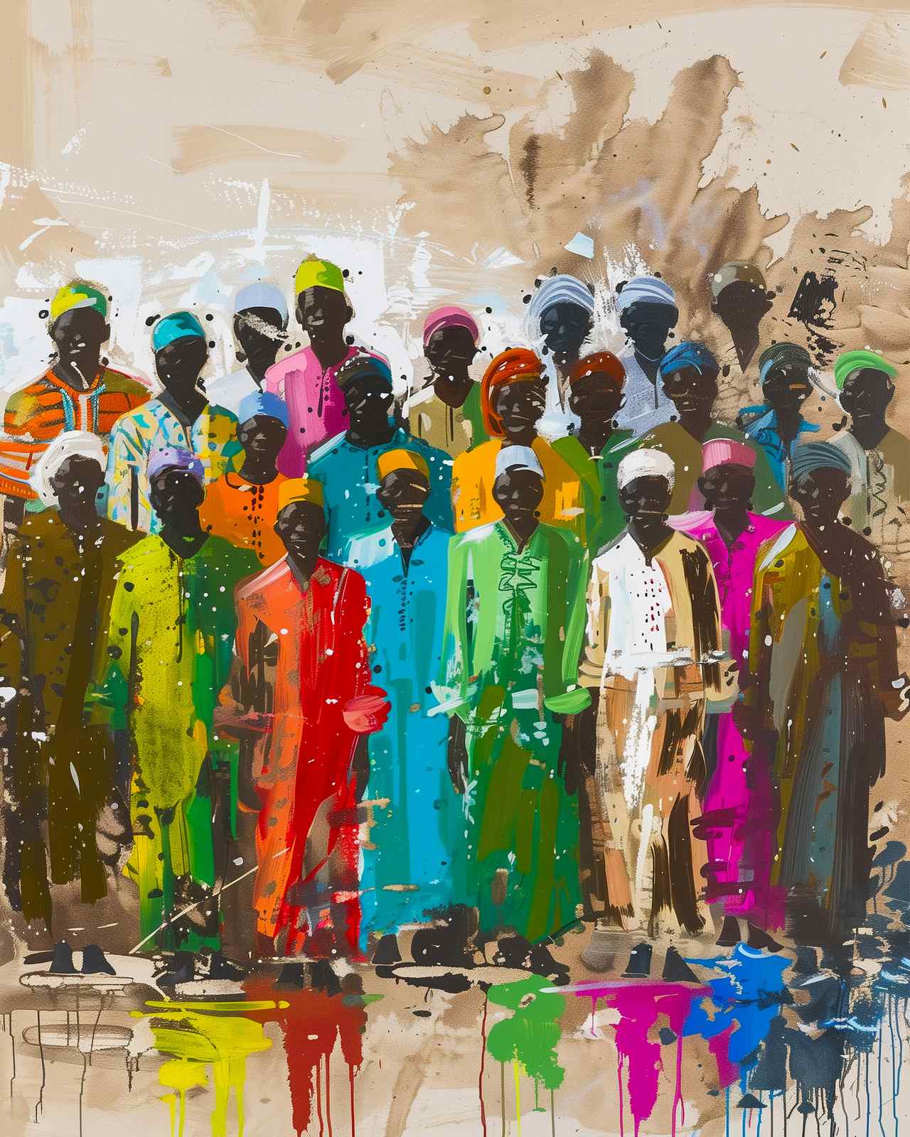 Vibrant Figures African Art Wall Art