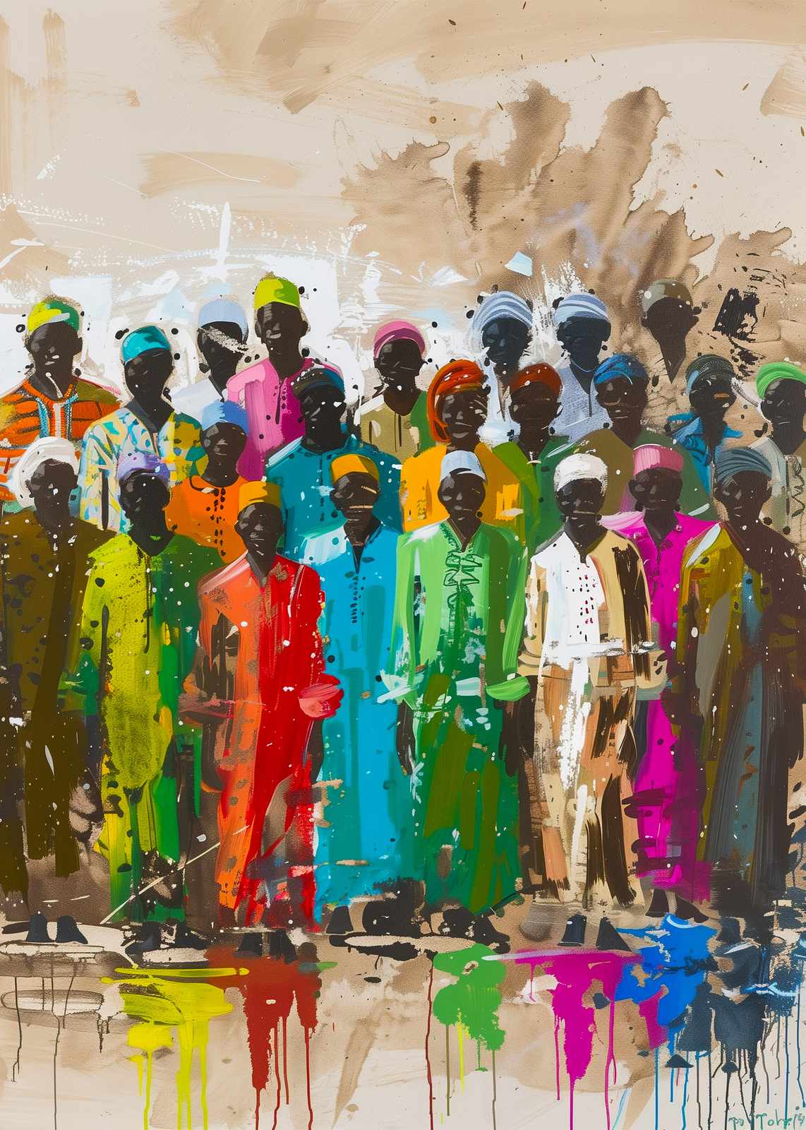 Vibrant African Gathering Wall Art