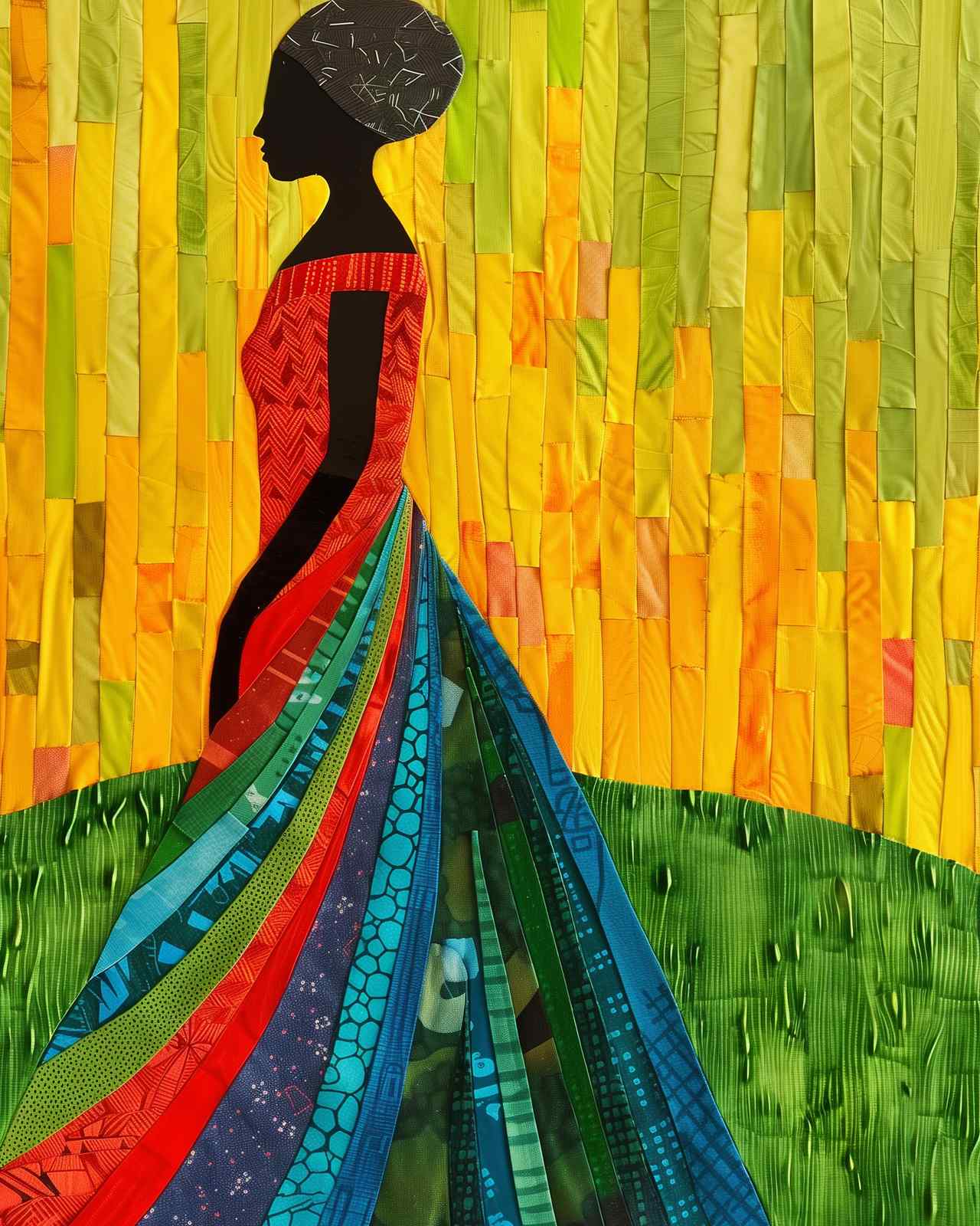 Vibrant African Woman Silhouette Wall Art