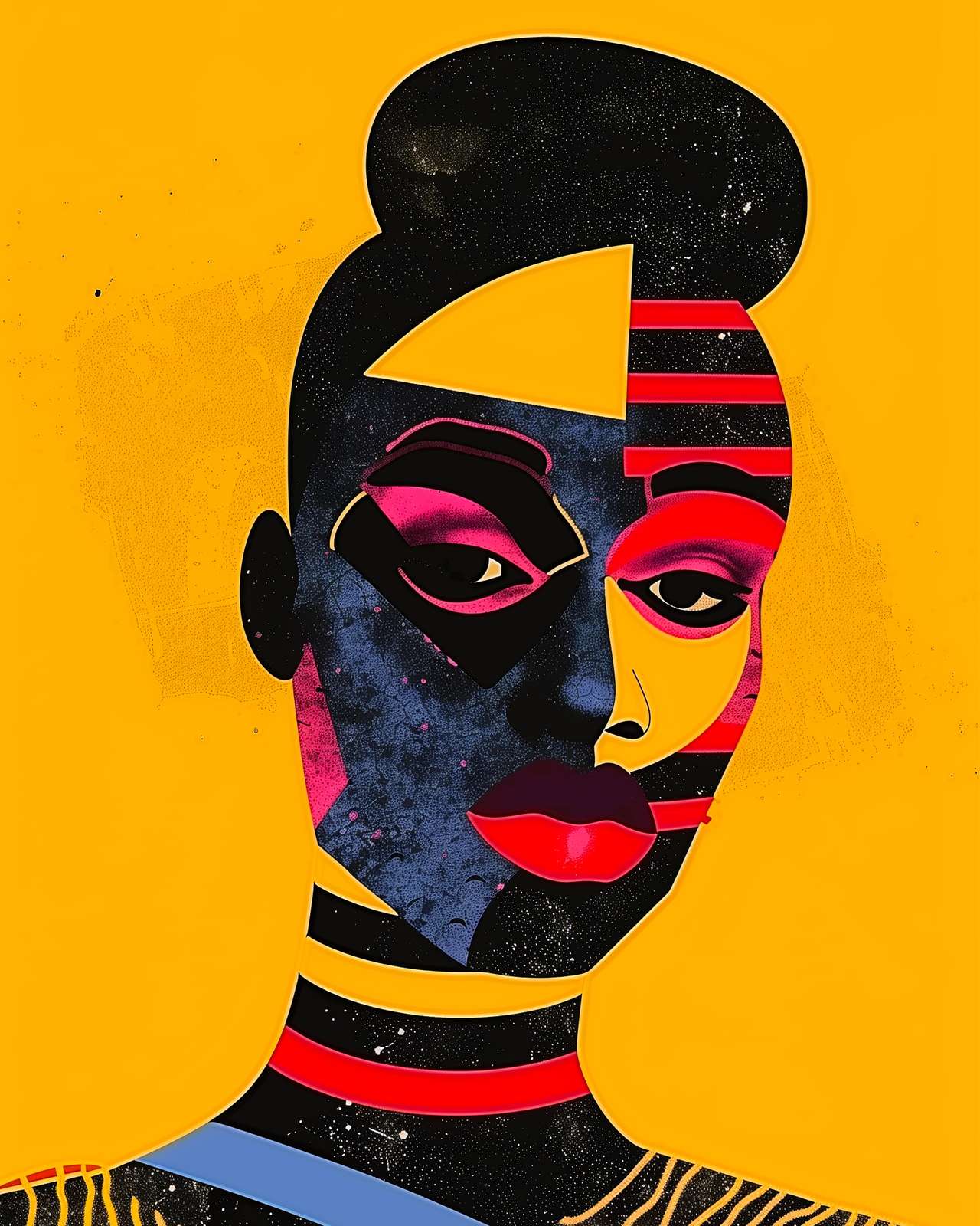 Bold Abstract Portrait Yellow Wall Art